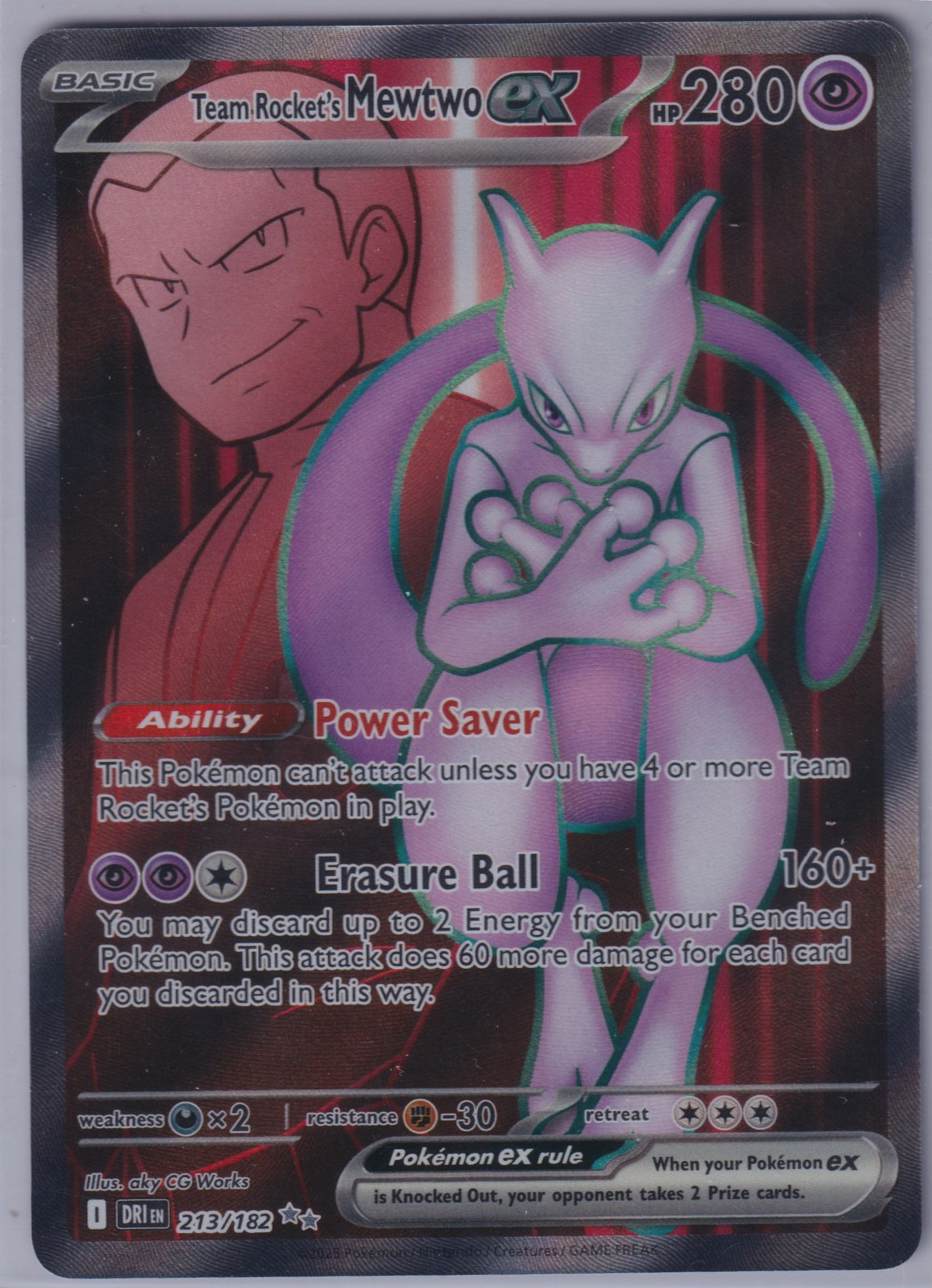 Team Rocket's Mewtwo ex #213/182 SV10: Destined Rivals Pokemon
