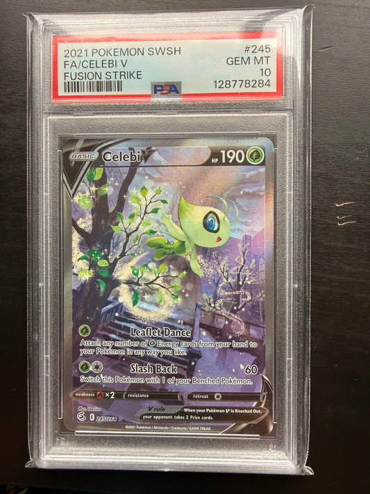 CELEBI V 245/264 PSA 10 FUSION STRIKE ALTERNATE ART POKEMON CARD HOLO ENGLISH
