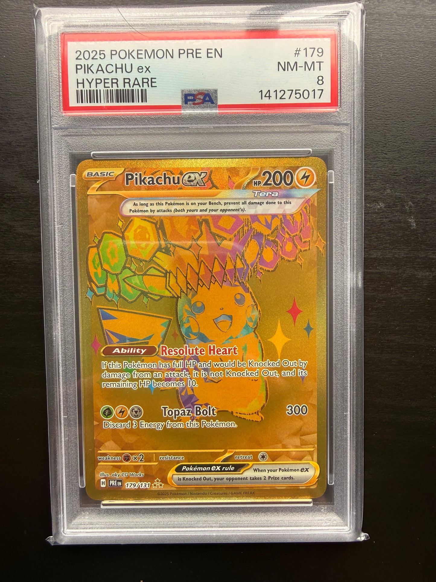 Pikachu ex 179/131 – Hyper Rare Holo – Prismatic Evolutions Pokémon TCG - PSA 8