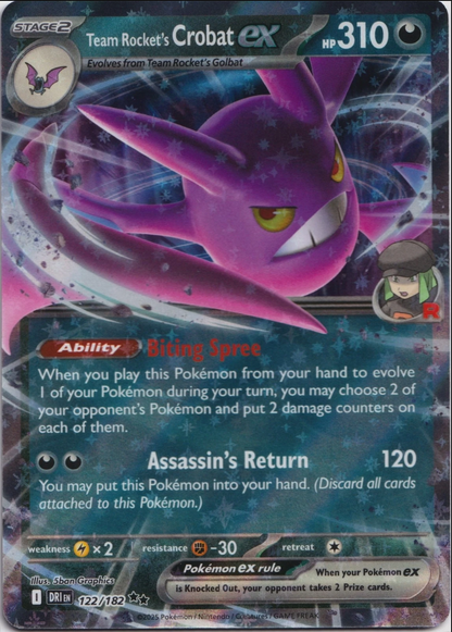 Team Rocket's Crobat ex 122/182 SV10 Destined Rivals Pokemon TCG English Card NM