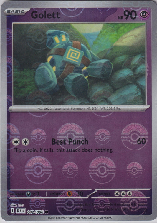 Golett (Poke Ball Pattern) 042/086 SV Black Bolt Pokemon TCG English Card NM