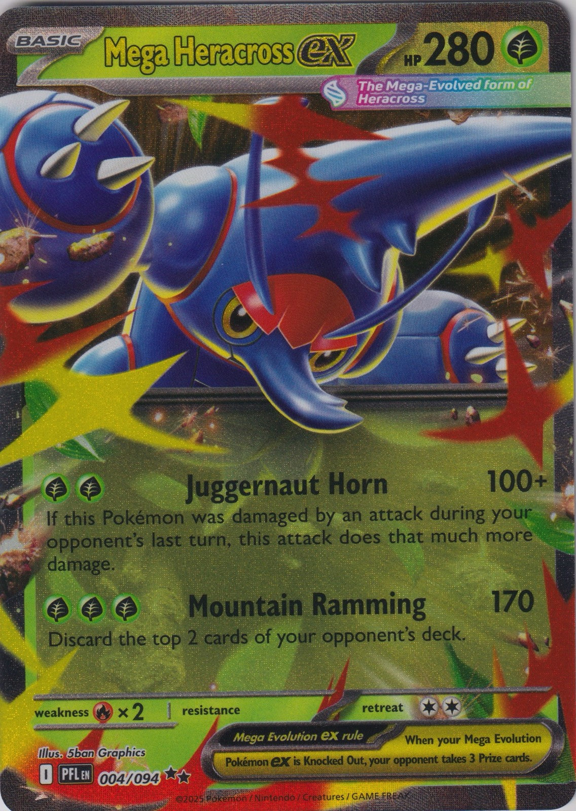 Mega Heracross ex 004/094 ME02 Phantasmal Flames Pokemon TCG English Card NM
