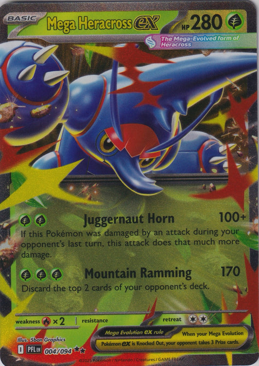 Mega Heracross ex 004/094 ME02 Phantasmal Flames Pokemon TCG English Card NM