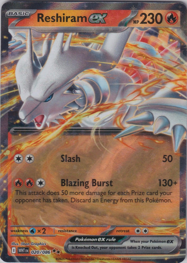 Reshiram ex 020/086 SV White Flare Pokemon TCG English Card NM