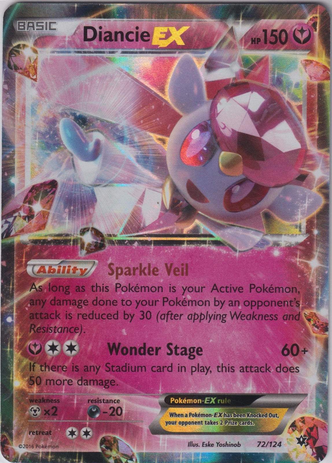 Diancie EX 72/124 XY Fates Collide Pokemon TCG English Card NM