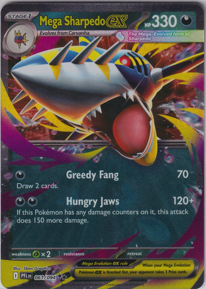 Mega Sharpedo ex 061/094 ME02 Phantasmal Flames Pokemon TCG English Card NM