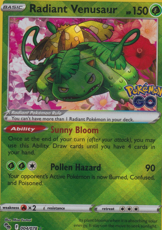 Radiant Venusaur 004/078 Pokemon GO Pokemon TCG English Card NM
