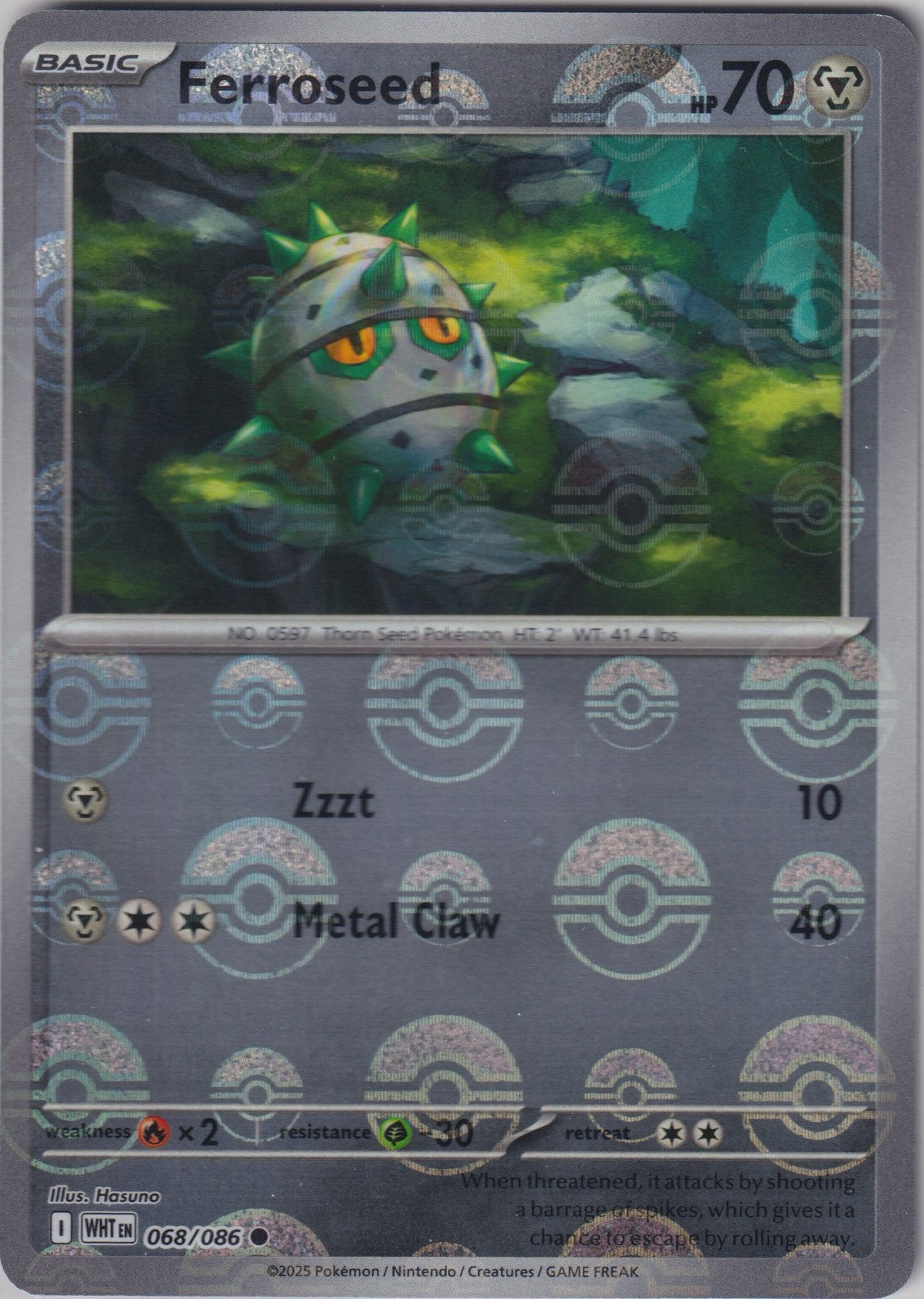 Ferroseed (Poke Ball Pattern) 068/086 SV White Flare Pokemon TCG English Card NM
