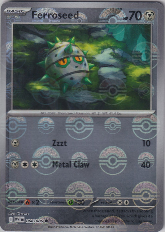 Ferroseed (Poke Ball Pattern) 068/086 SV White Flare Pokemon TCG English Card NM