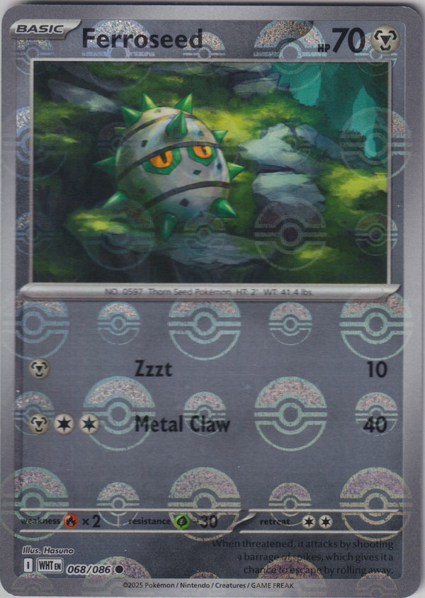 Ferroseed (Poke Ball Pattern) 068/086 SV White Flare Pokemon TCG English Card NM