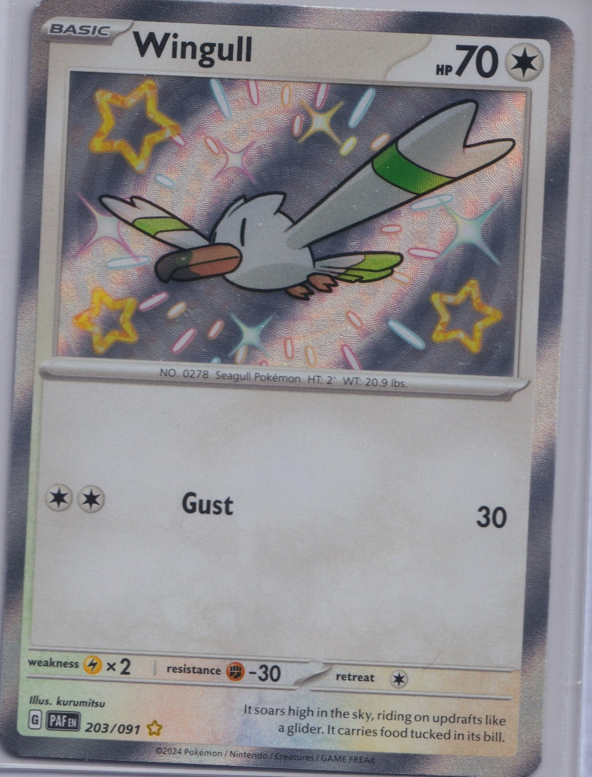 Wingull 203/091 Shiny SV Paldean Fates Pokemon TCG English Card NM